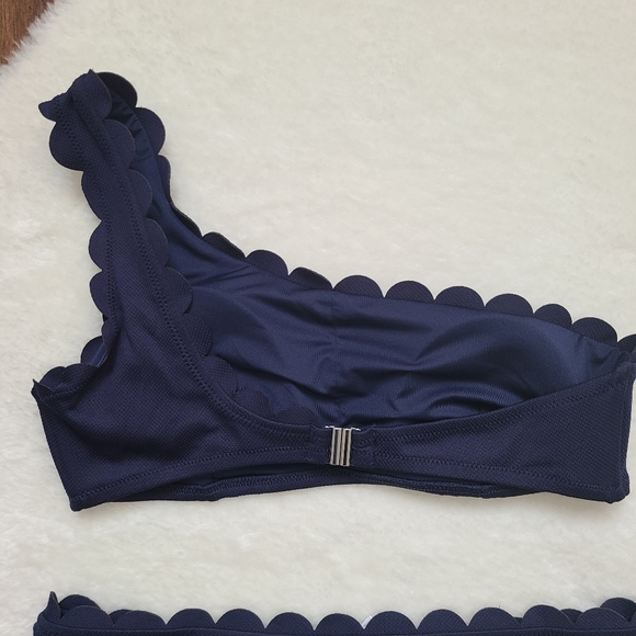 NWT One Shoulder Navy Scalloped Cupshe Bikini - Picture 4 of 7
